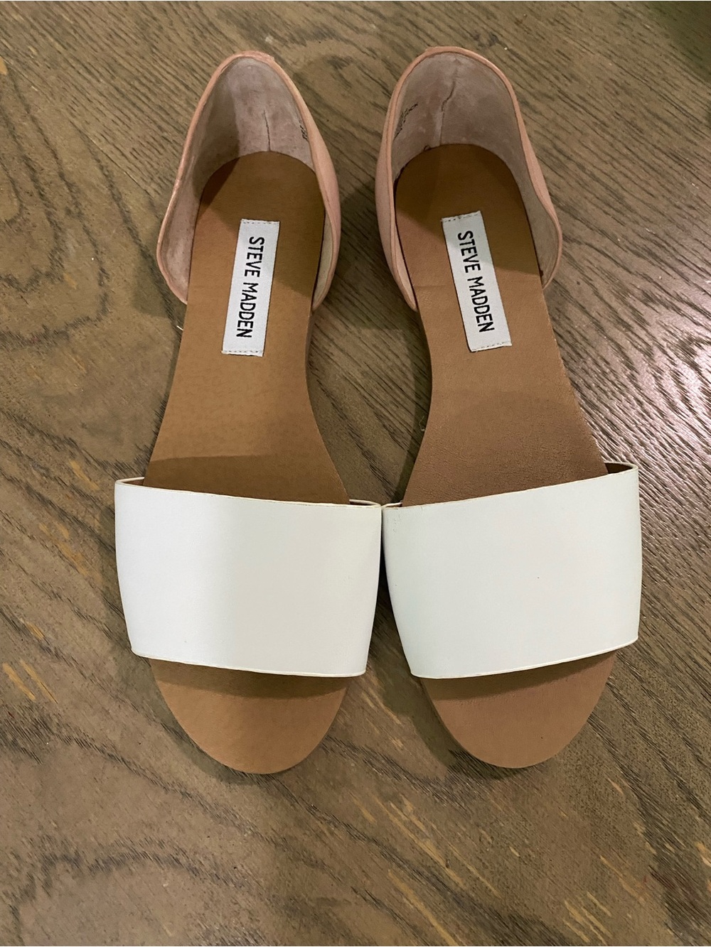 Steve Madden Two-Tone Open Toe D'Orsay Sandals — White & Blush
